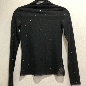 Elegant Black Sheer Top with Rhinestone Accents